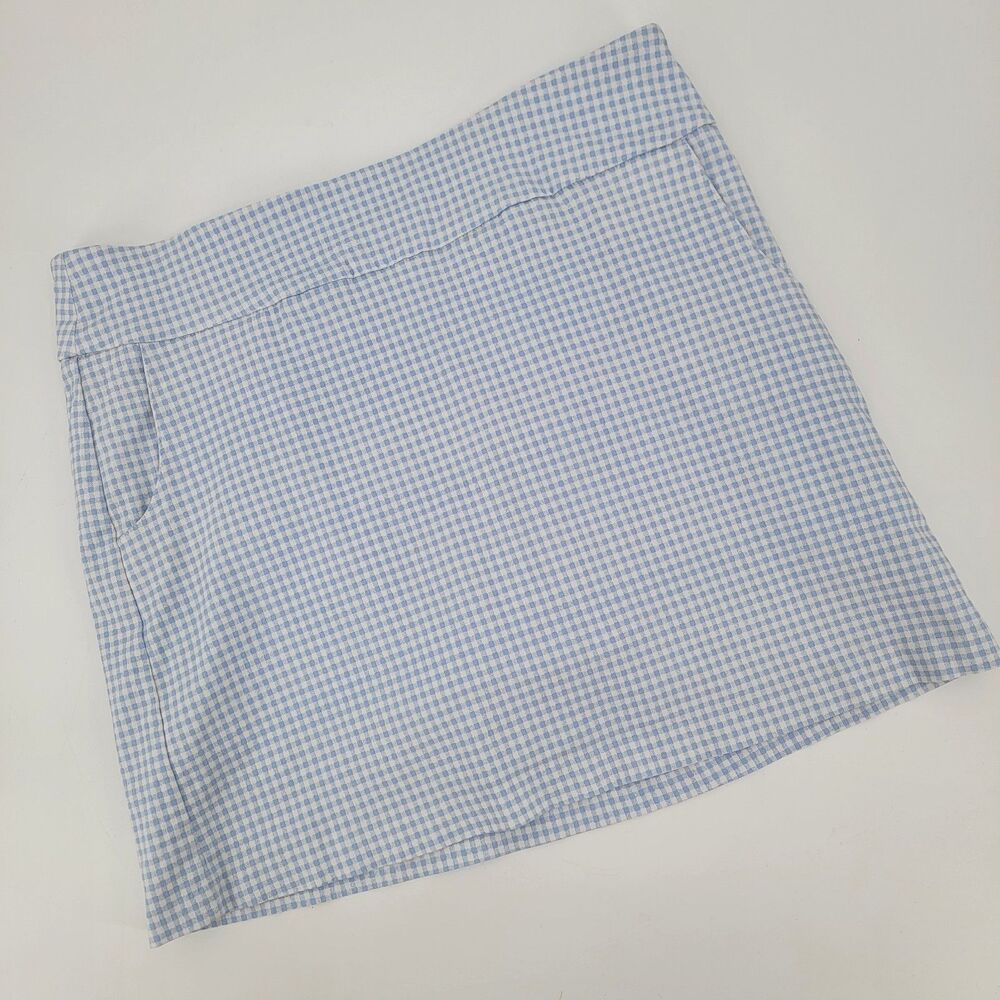 Zac & Rachel Womens 10 Blue White Gingham Rayon Blend Stretch Golf Skorts